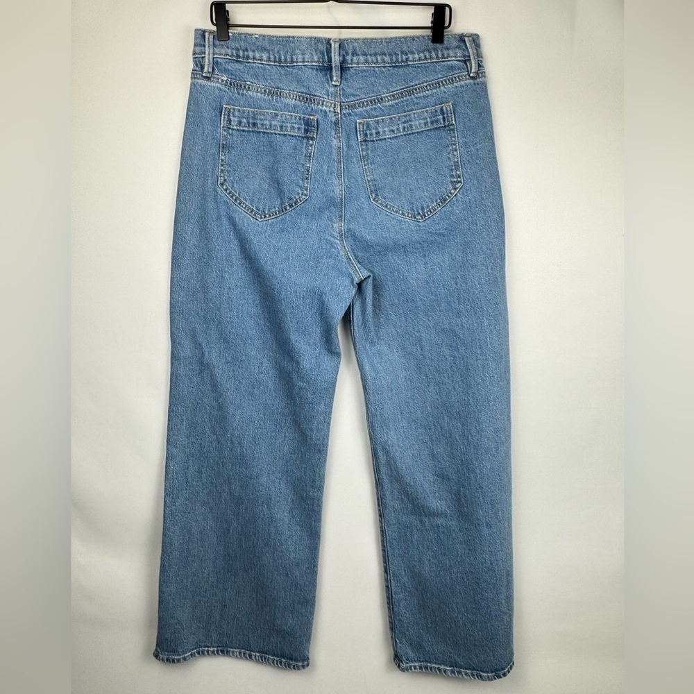 Ann Taylor Wide Leg Jeans Blue Sailor Pockets High Waisted Stretch Size 12 - Picture 5 of 7